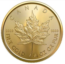 Hoja de Arce Canadiense de 1/4oz de Oro 2023