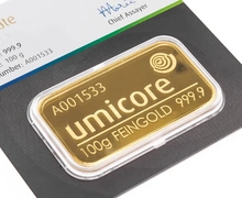 Lingote de Oro de 100 g Umicore