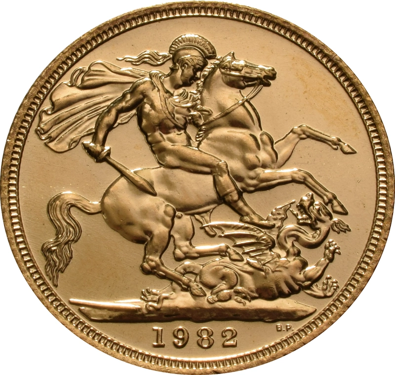 Moneda Soberano de Oro 1982 Isabel II Retrato Decimal