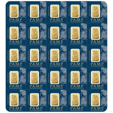 25 x 1g Lingote de oro PAMP Lady Fortuna Multigramo Acuñado
