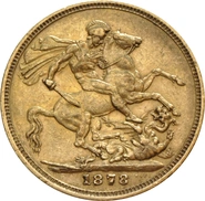Moneda Soberano de Oro 1878 Victoria Joven (L)