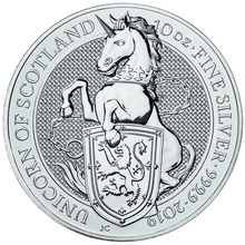 El Unicornio de Escocia, 10oz de Plata - Bestias de la Reina