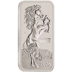 2026 Año del Caballo Perth Mint 1 onza Lunar Caballo Moneda de plata rectangular