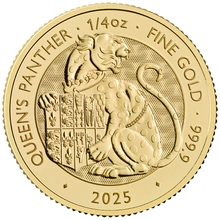 2025 Pantera de la Reina - Bestias Tudor 1/4oz Moneda de oro