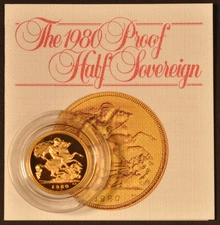 Moneda Medio Soberano de Oro Proof 1980 en Caja Original