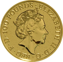 Moneda Bestias de la Reina El Dragón Rojo de Gales de Oro de 1 oz