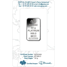Lingote de Platino de 50 g PAMP
