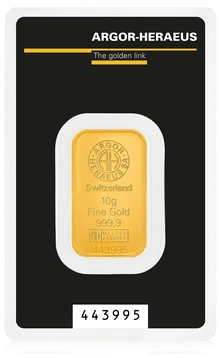 Lingote de Oro de 10 g Argor-Heraeus