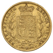 Soberano de Oro 1854 - Victoria Joven con Reverso Escudado (L)