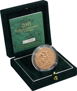 Moneda Soberano Quíntuplo de Oro 2001 en Caja Original - Flor de Cuño Sin Circular