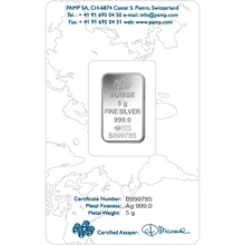 Lingote de Plata de 5 g PAMP