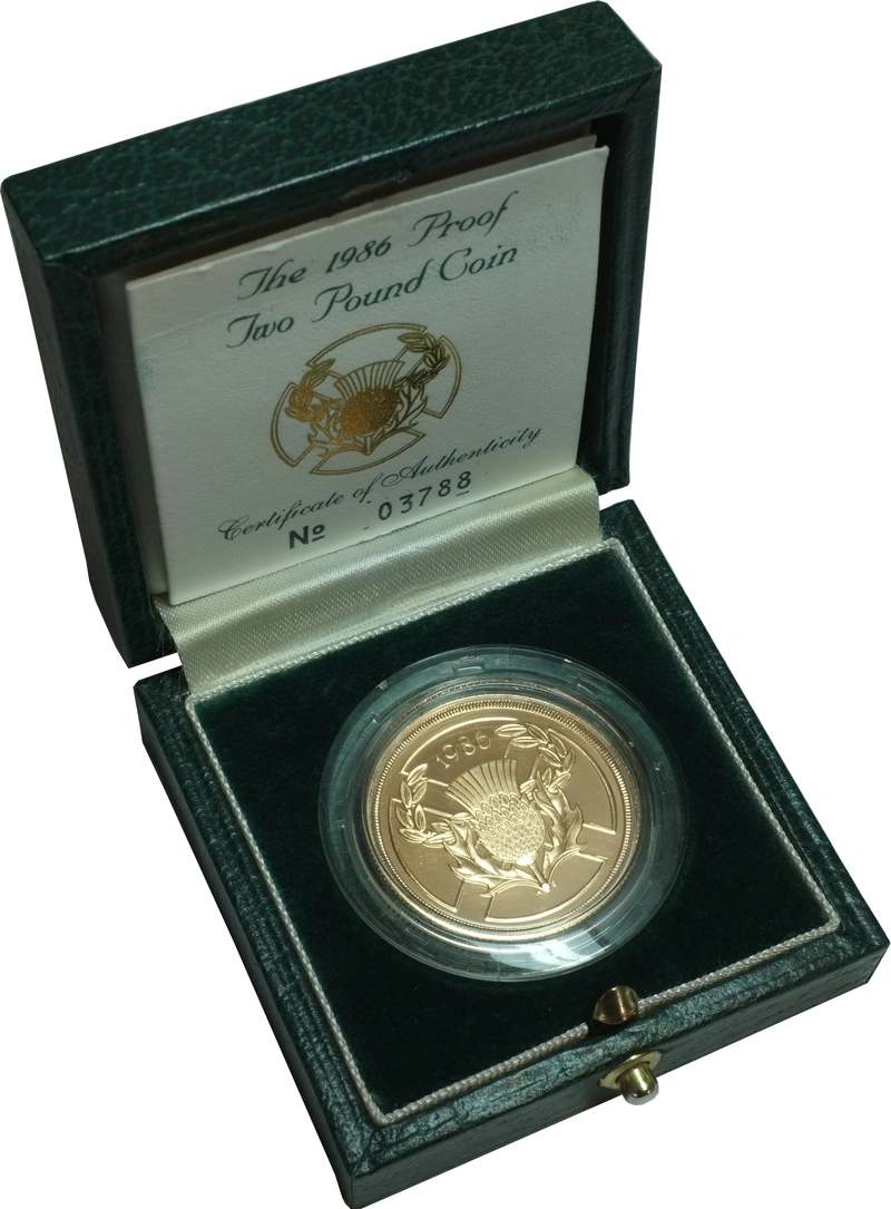 Moneda Soberano Doble de Oro Proof 1986 Juegos de la Mancomunidad en Caja Original