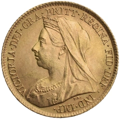 Moneda Medio Soberano de Oro Victoria Velada