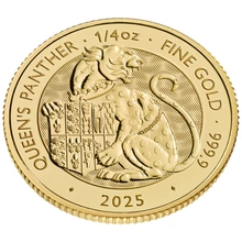 2025 Pantera de la Reina - Bestias Tudor 1/4oz Moneda de oro