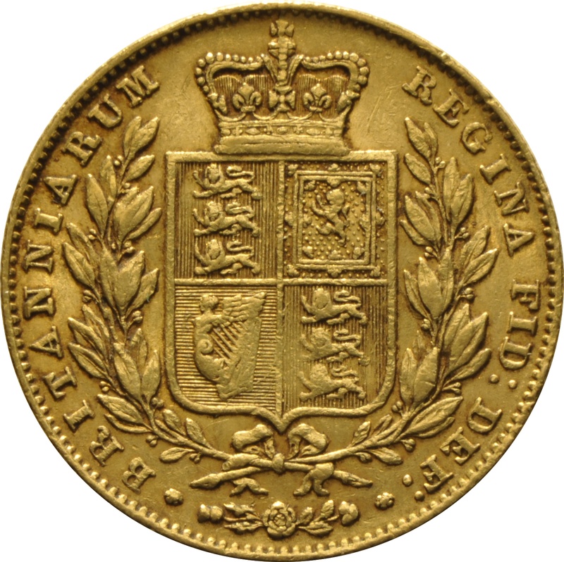 Soberano de Oro 1846 - Victoria Joven con Reverso Escudado (L)