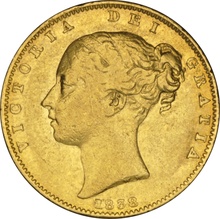 Soberano de Oro 1838 - Victoria Joven con Reverso Escudado (L)