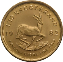 Moneda Krugerrand de 1/10 oz de Oro 1982
