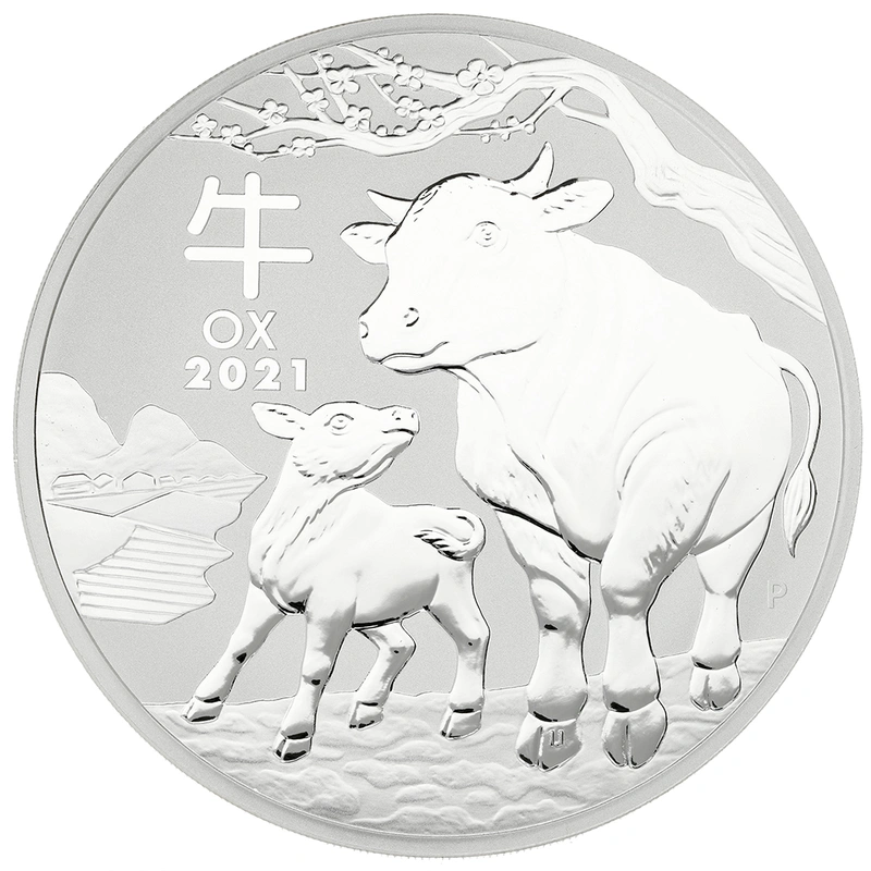 Moneda Perth Mint Calendario Lunar de Plata de 1 kg 2021 Año del Buey