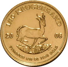 Moneda Krugerrand de 1/10 oz de Oro 2008