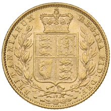 Soberano de Oro 1872- Victoria Joven con Reverso Escudado (L)