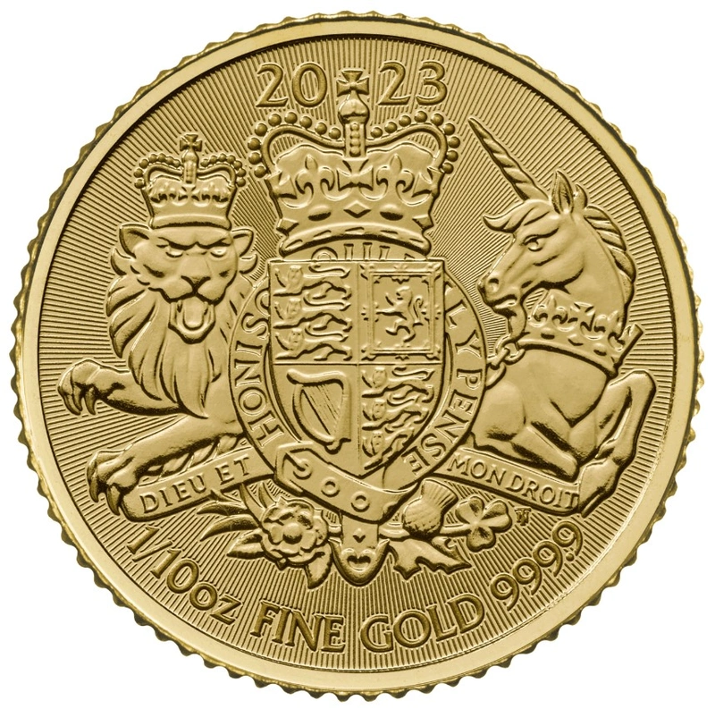 Moneda Escudo de Armas Real de Oro de 1/10 oz 2023