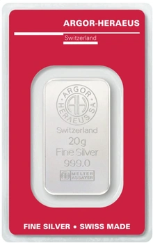 Lingote de Plata de 20 g Argor-Heraeus
