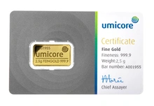 Lingote de Oro de 2,5 g Umicore