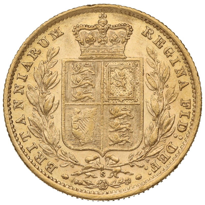 Soberano de Oro 1886 - Victoria Joven con Reverso Escudado (S)