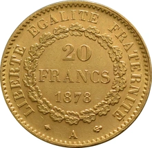 Moneda 20 Francos Franceses en caja Ángel de la Guarda