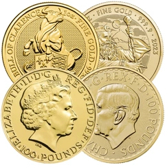 Series Royal Mint: Lunar, Bestias y Escudo de Armas Real de Oro de 1 oz (de Nuestra Elección)