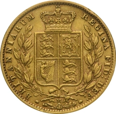 Moneda Soberano de Oro 1872 Victoria Joven con Reverso Escudado (M)
