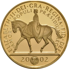 Moneda Soberano Quíntuplo de Oro Proof 2002 Jubileo de Oro en Caja Original