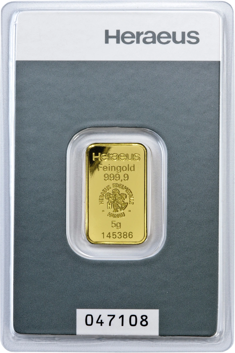 Lingote de Oro de 5 g Heraeus