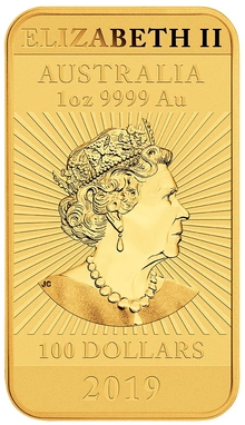 Moneda Dragón Rectangular de Oro de 1 oz 2019