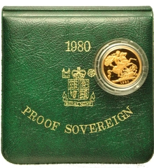 Moneda Soberano de Oro Proof 1980 en Caja Original