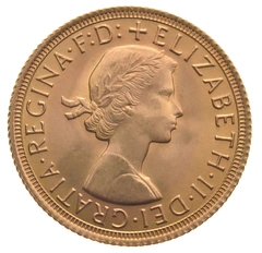 Moneda Soberano de Oro Isabel II Primer Retrato