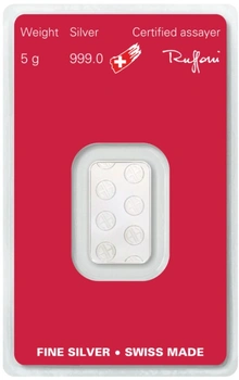 Lingote de Plata de 5 g Argor-Heraeus