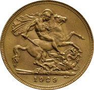 Moneda Soberano de Oro Jorge V 1929 SA