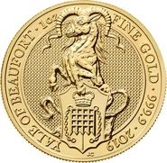 Moneda Bestias de la Reina El Eale de Beaufort de Oro de 1 oz 2019