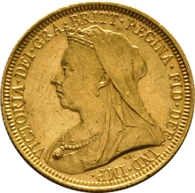 Moneda Soberano de Oro 1894 Victoria Velada (S)