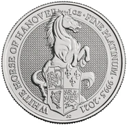 Moneda Bestias de la Reina de Platino Caballo blanco de Hannover 2021
