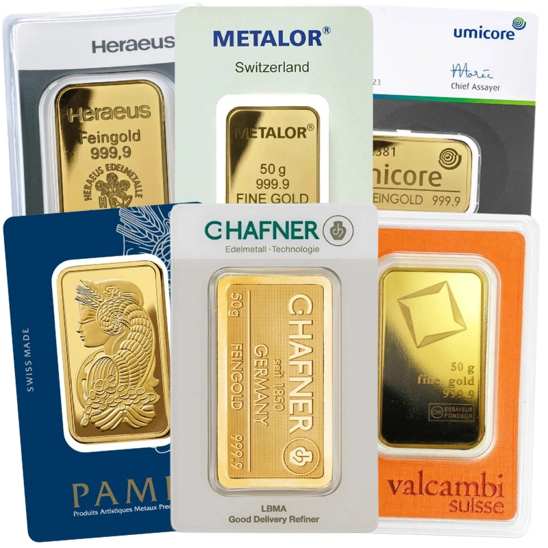 Lingote de Oro de 50 g Nuevo (de Nuestra Elección)