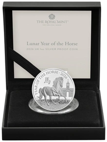 Moneda de plata Proof de 1 oz del Año del Caballo de 2026 de la Royal Mint