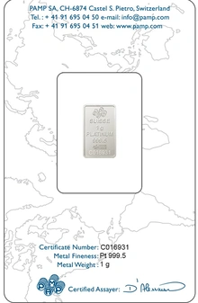 Lingote de Platino de 1 g PAMP