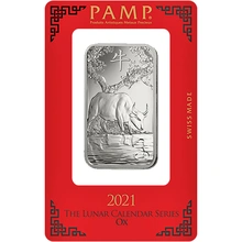 Lingote de Plata de 1 oz PAMP Año del Buey 2021