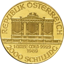 Moneda Filarmónica Viena de Oro de 1 oz 1989