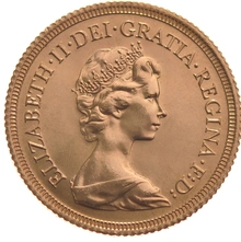 Moneda Soberano de Oro 1982 Isabel II Retrato Decimal
