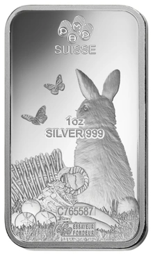 Lingote de Plata de 1 oz PAMP Año del Conejo 2023
