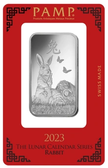 Lingote de Plata de 1 oz PAMP Año del Conejo 2023