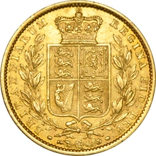 Moneda Soberano de Oro 1848 Victoria Joven con Reverso Escudado (L)